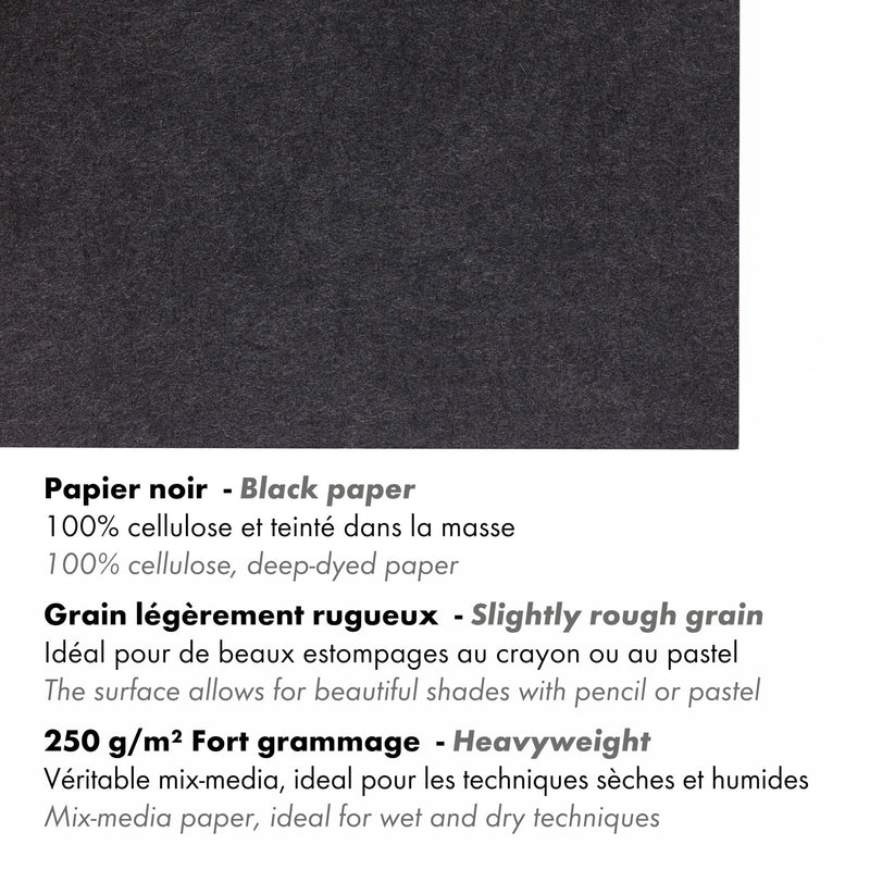 Clairefontaine - Painting On Multi Technic Black A4 250g 20S 21x29.7cm Arts & Crafts