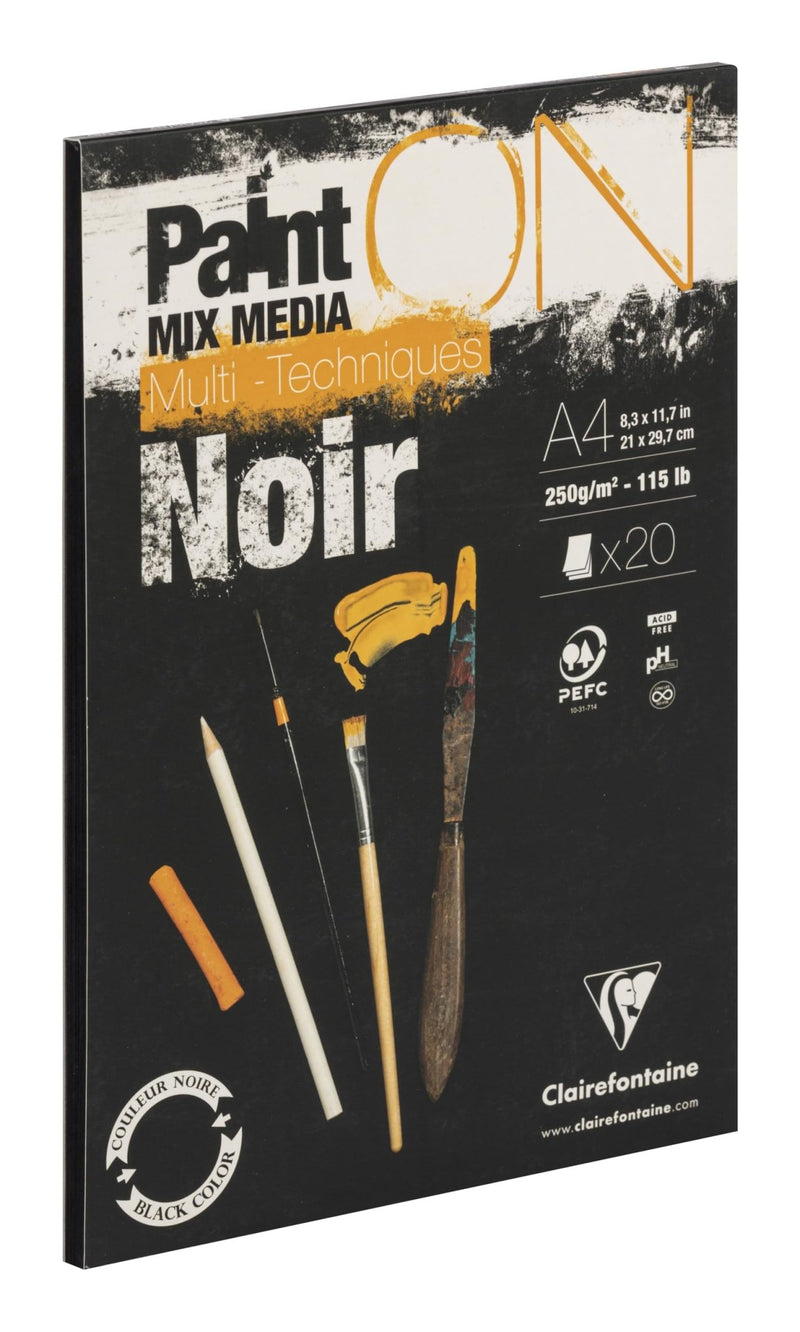 Clairefontaine - Painting On Multi Technic Black A4 250g 20S 21x29.7cm Arts & Crafts