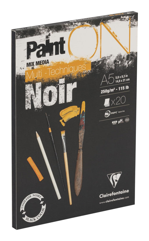 Clairefontaine - Painting on Multi Technic Black A5 250g 20S 14.8x21cm Arts & Crafts
