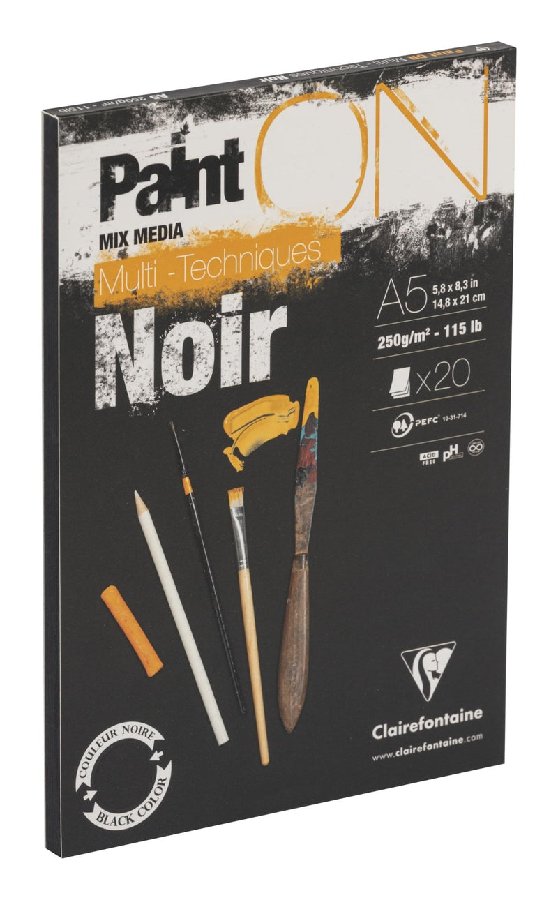Clairefontaine - Painting on Multi Technic Black A5 250g 20S 14.8x21cm Arts & Crafts