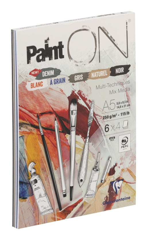 Clairefontaine - Paint'On 115Lb N°6 Assorted Pad 24S A5 Arts & Crafts