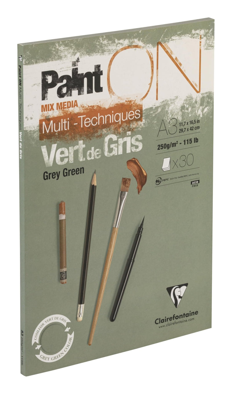 Clairefontaine - Paint'On Drawing pad Gray Green A3 30S 250g Arts & Crafts