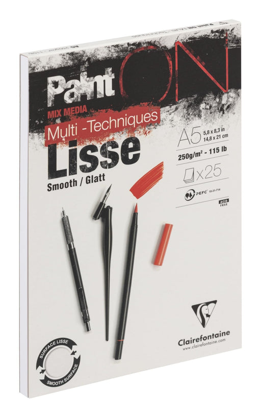 Clairefontaine - Paint'On Smooth white drawing pad A5 25S 250g Arts & Crafts