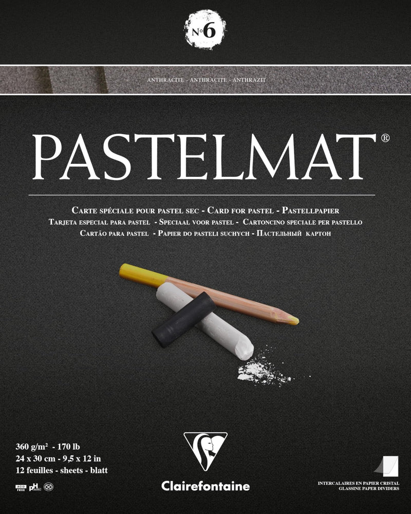 Clairefontaine - Pastelmat Pad N°6 360g Anthracite 12 Sheets 9.4x11.8in Toys & Games