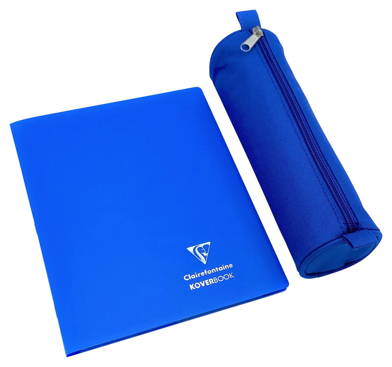 Clairefontaine - Round Pencil Case - 600 Deniers Polyester - Blue (2.75x8.7in) Office Supplies