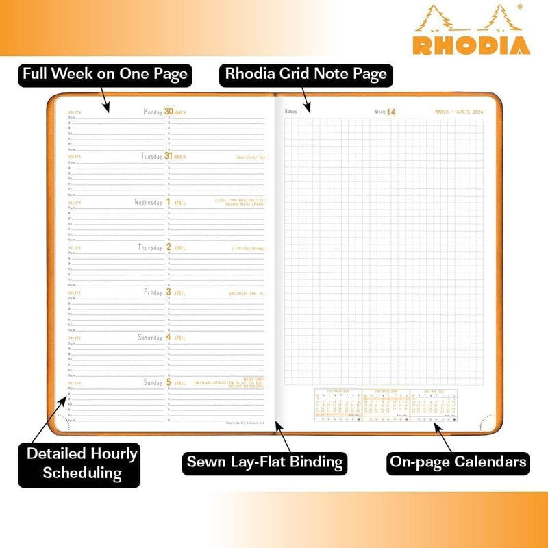 Clairefontaine - Webplanner 2026: horizontal Grid Agenda - Poppy - 160 pages (4x5.9in)