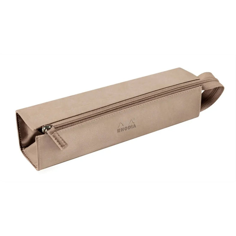 Clairefontaine - Zippered Hardcase Pencil box - Italian Leatherette (9x2x2in) Office Supplies Beige