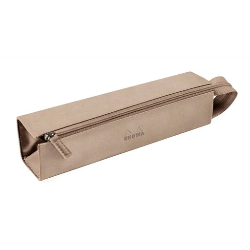 Clairefontaine - Zippered Hardcase Pencil box - Italian Leatherette (9x2x2in) Office Supplies Beige