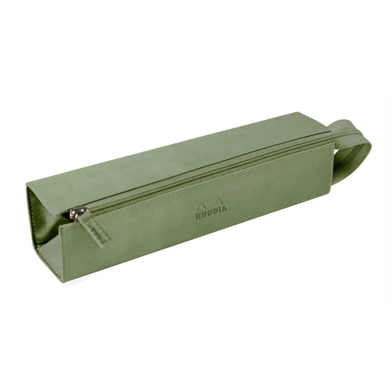 Clairefontaine - Zippered Hardcase Pencil box - Italian Leatherette (9x2x2in) Office Supplies Celadon