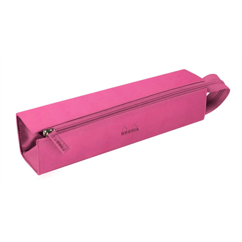 Clairefontaine - Zippered Hardcase Pencil box - Italian Leatherette (9x2x2in) Office Supplies Fuchsia