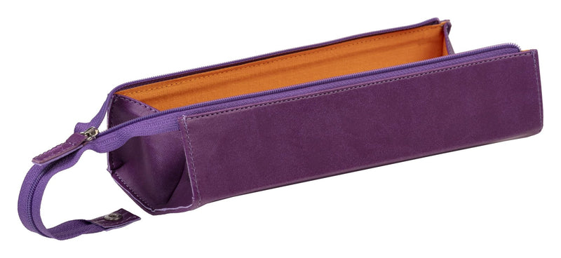 Clairefontaine - Zippered Hardcase Pencil box - Italian Leatherette (9x2x2in) Office Supplies Fuchsia