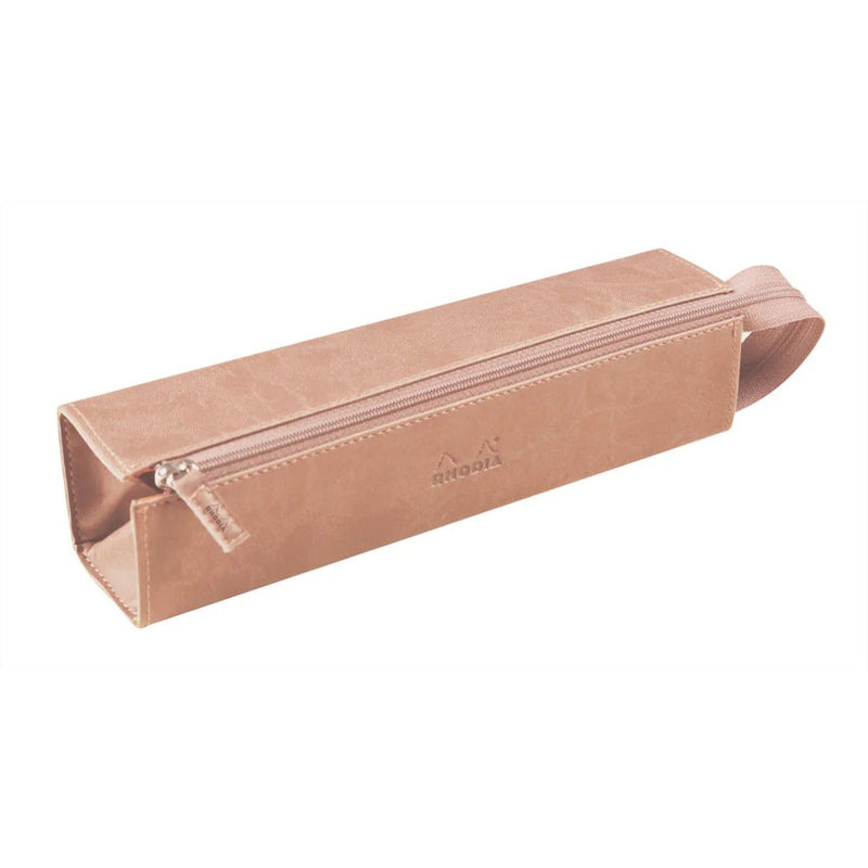 Clairefontaine - Zippered Hardcase Pencil box - Italian Leatherette (9x2x2in) Office Supplies Smoke Pink