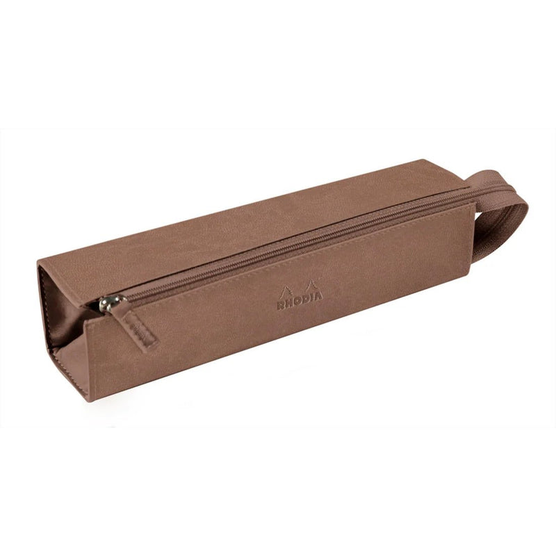 Clairefontaine - Zippered Hardcase Pencil box - Italian Leatherette (9x2x2in) Office Supplies Taupe