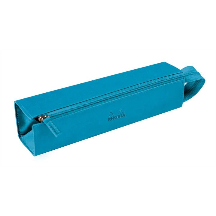 Clairefontaine - Zippered Hardcase Pencil box - Italian Leatherette (9x2x2in) Office Supplies Turquoise