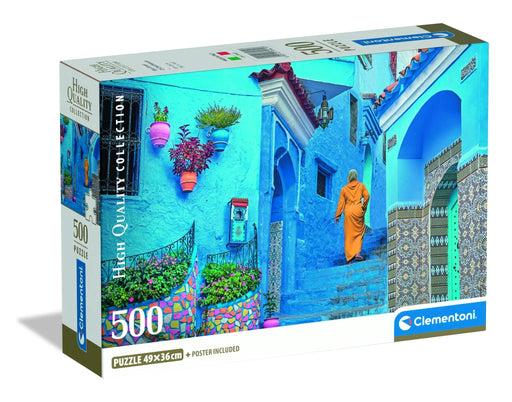 Clementoni - 500 Piece Puzzle - BLUE Street of Chefchaouen Toys & Games