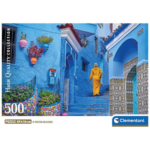 Clementoni - 500 Piece Puzzle - BLUE Street of Chefchaouen Toys & Games