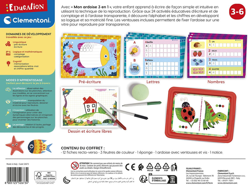 Clementoni - EDUCATION: MON ARDOISE 3 EN 1 Games & Toys