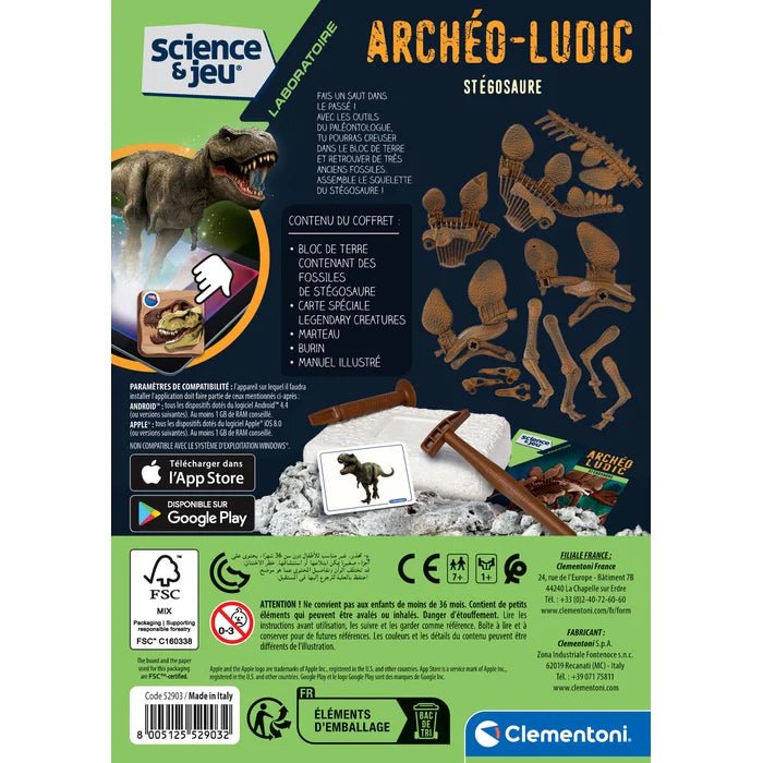 Clementoni - SCIENCE & JEU: ARCHÉO - LUDIC - STÉGOSAURE Toys & Games