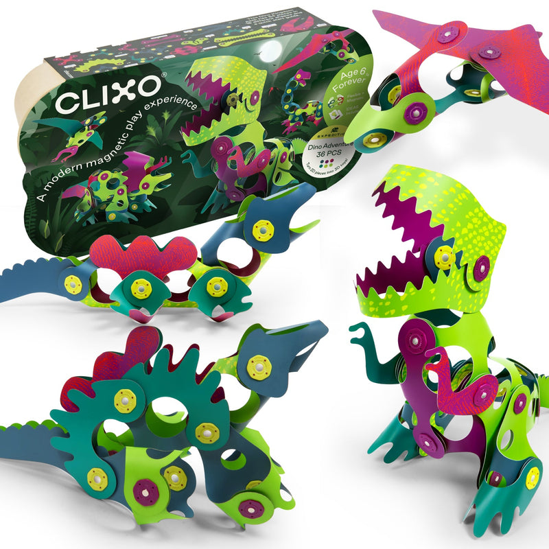 Clixo Dino Adventure Pack 36-piece magnetic building set