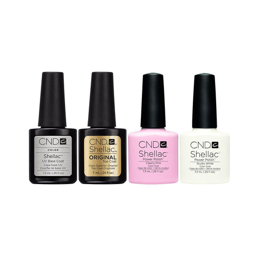 CND - Shellac Esmalte Top, Base Coat & Clearly Pink, Studio Wihte 7.3 mL Beauty & Personal Care