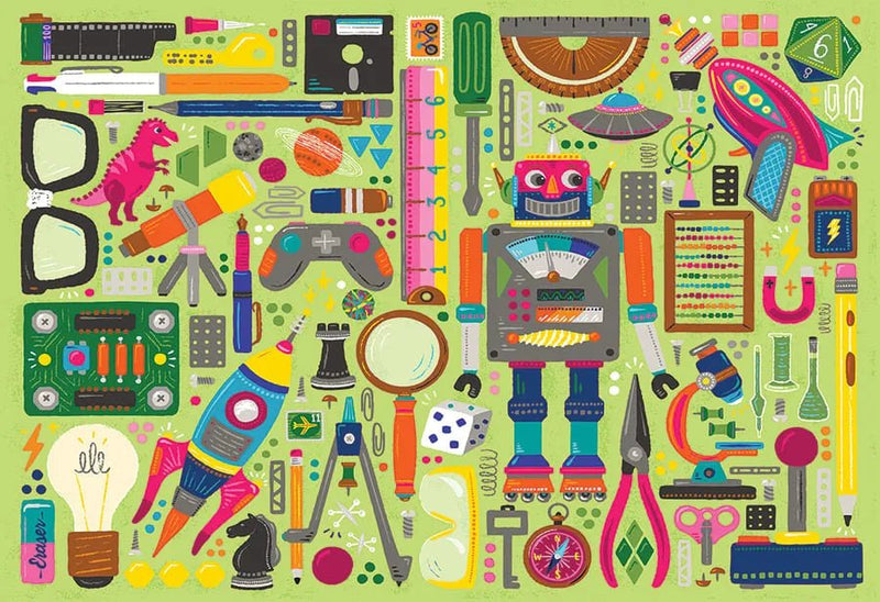 Cobble Hill - 100 Piece Jigsaw Puzzle - Nerdy Junk Drawer Toys & Games