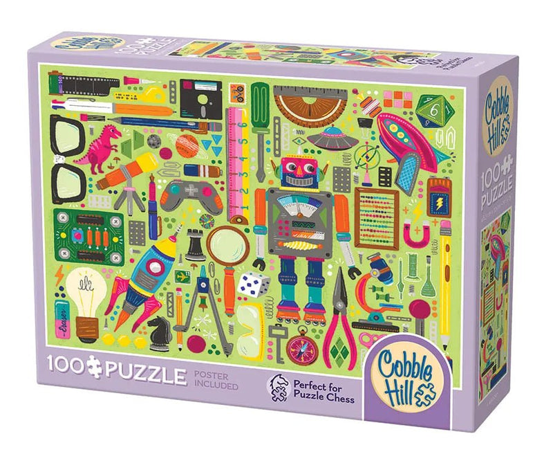 Cobble Hill - 100 Piece Jigsaw Puzzle - Nerdy Junk Drawer Toys & Games