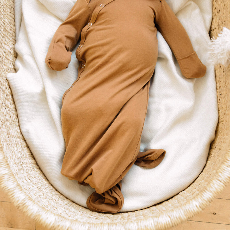 Copper Pearl - Knotted Gown - Newborn Sleepers Baby & Toddler Camel