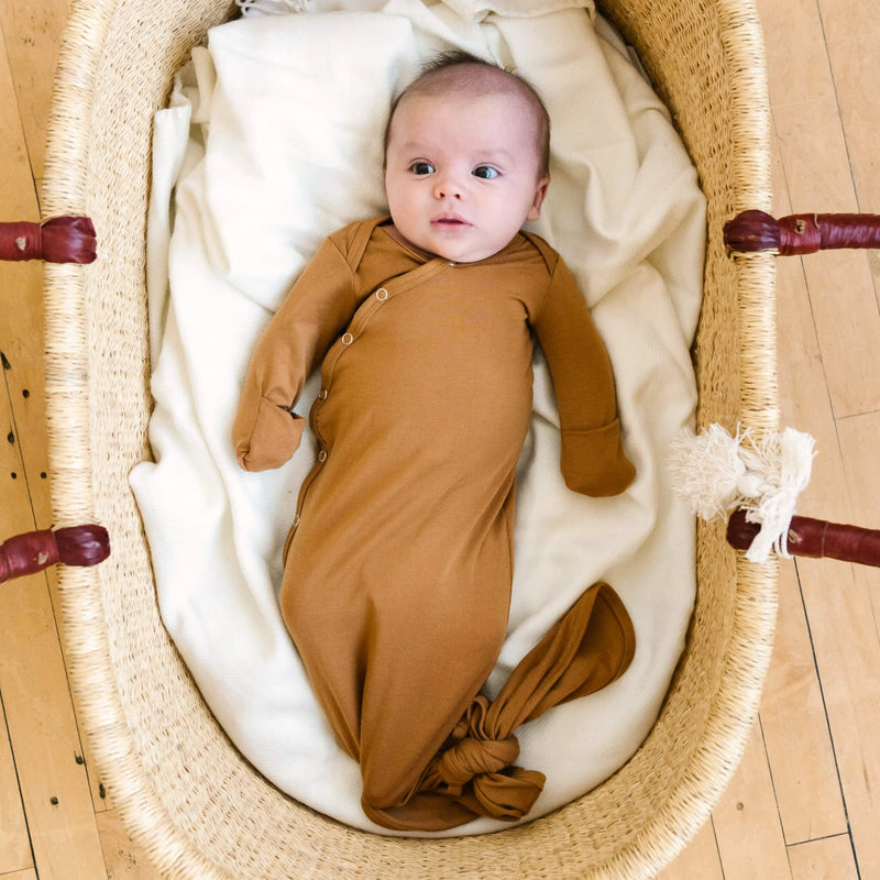 Copper Pearl - Knotted Gown - Newborn Sleepers Baby & Toddler Camel