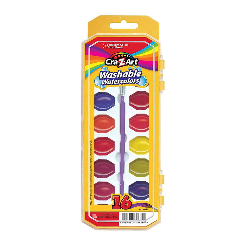 Cra - Z - Art - 16ct Washable Watercolors w/ Brush, peggable tray Arts & Entertainment
