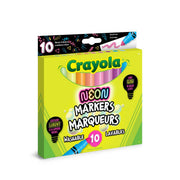 Crayola - 10 BROAD LINE WASHABLE NEON MARKERS Arts & Crafts