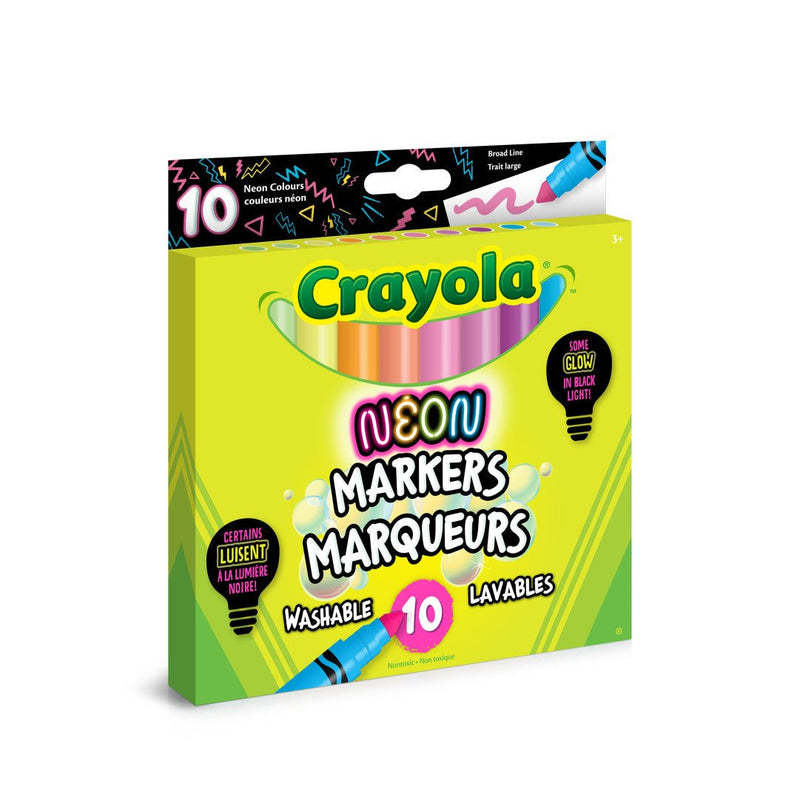 Crayola - 10 BROAD LINE WASHABLE NEON MARKERS Arts & Crafts