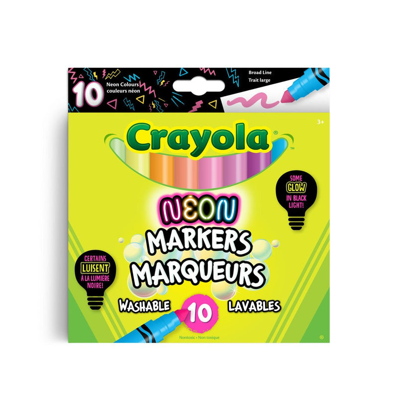 Crayola - 10 BROAD LINE WASHABLE NEON MARKERS Arts & Crafts