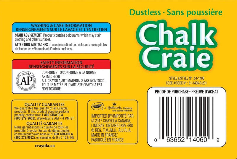 Crayola - 144 WHITE DUSTLESS CHALK Arts & Crafts