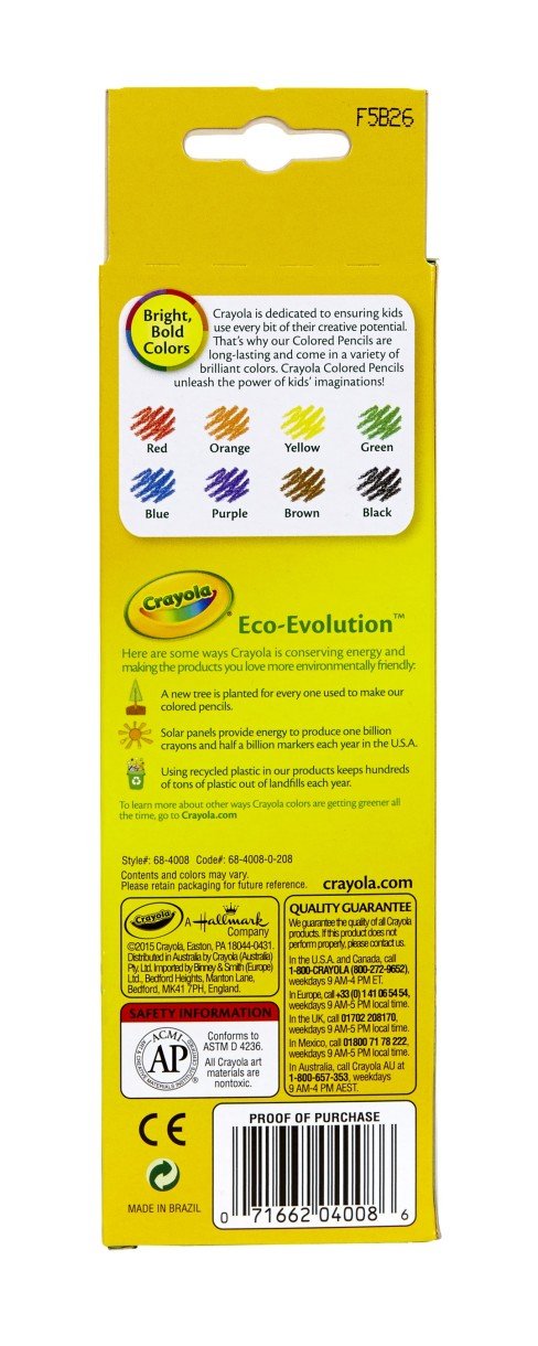 Crayola - 8 COLOURED PENCILS (ENGLISH ONLY) Arts & Crafts