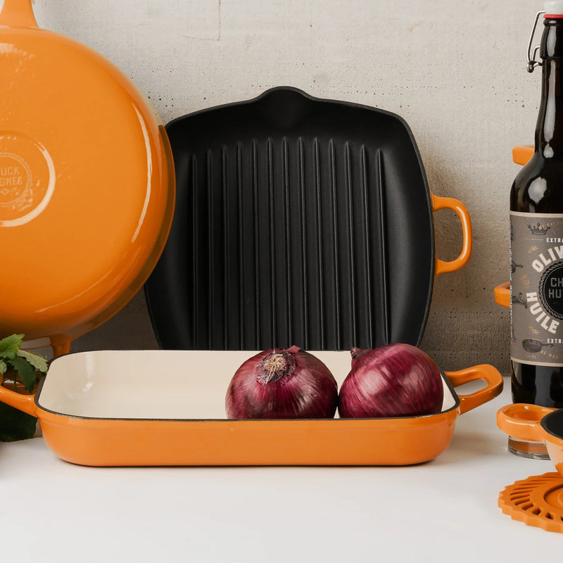 CUISIPRO - Grill Pan, Square Cast Iron 10.25"/26cm Puf Home & Kitchen