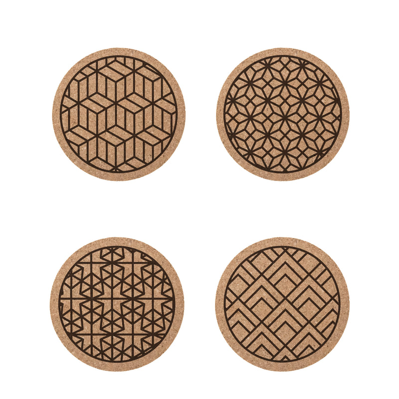 Cuisivin Corky geometric printed cork coaster designs