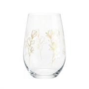 Cuisivin Golden Floral stemless glass on white