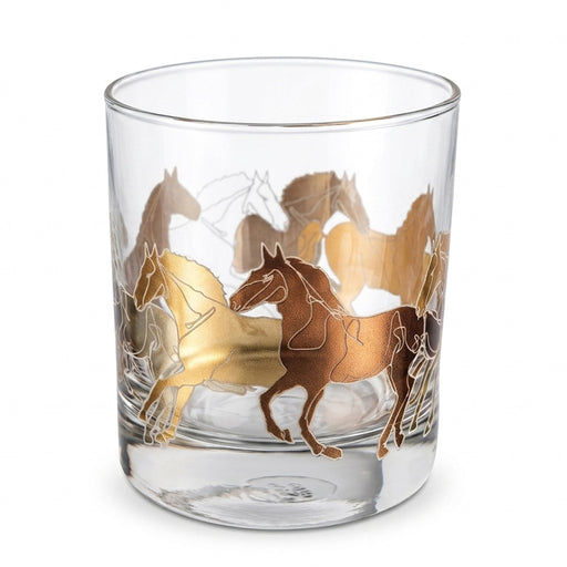 Cuisivin Stallions line art rock glass on white