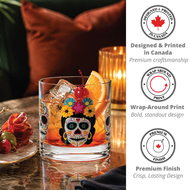 Cuisivin Day of the Dead rock glass details