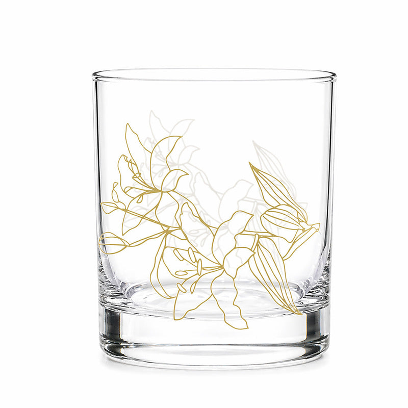 Cuisivin Flora Fox line art rock glass on white
