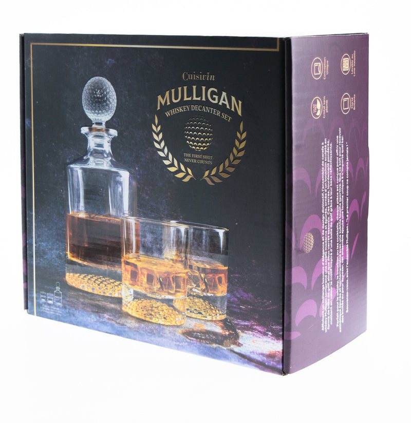 Cuisivin - Mulligan Whiskey Decanter with 2 Rock Glasses Set - GB Home & Kitchen