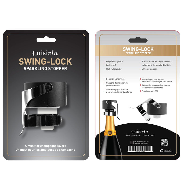 Cuisivin - Sentinel Swing - Lock Sparkling Stopper Black - Blister Home & Kitchen