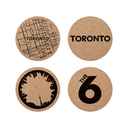 Cuisivin Corky Toronto round cork coaster set with holder