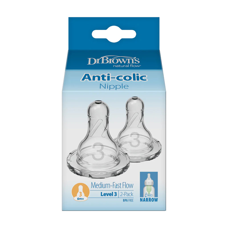 Dr Brown's - Level 3 Silicone Narrow Nipple, 2-Pack