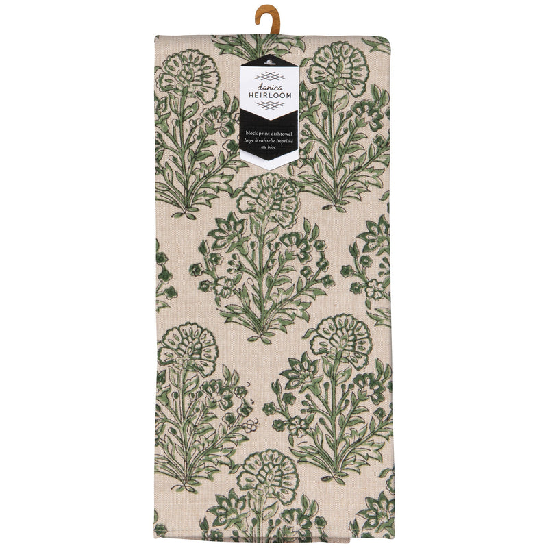 Heirloom - Viridian Block Print Dishtowel