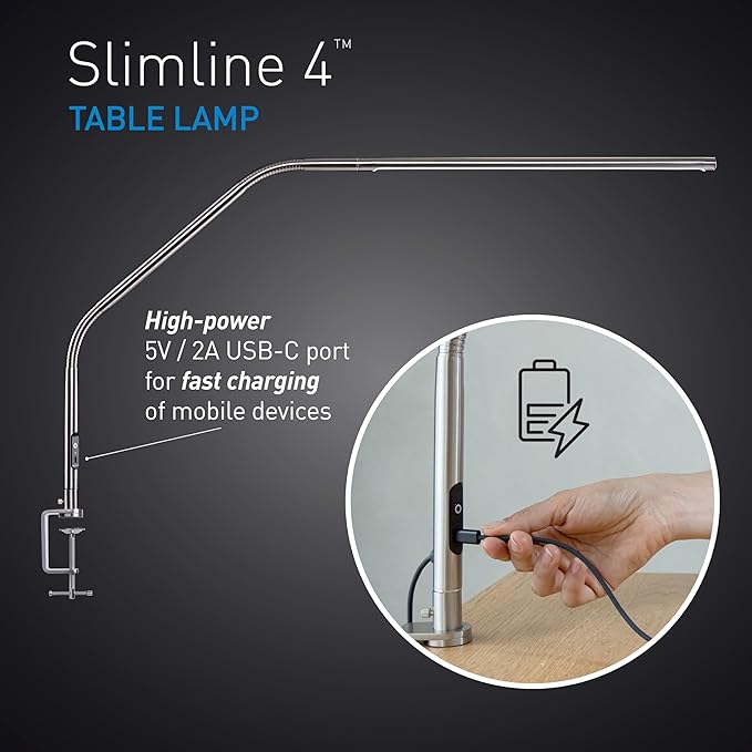 Daylight - Lamp Slimline (Table) Brushed Steel Electronics