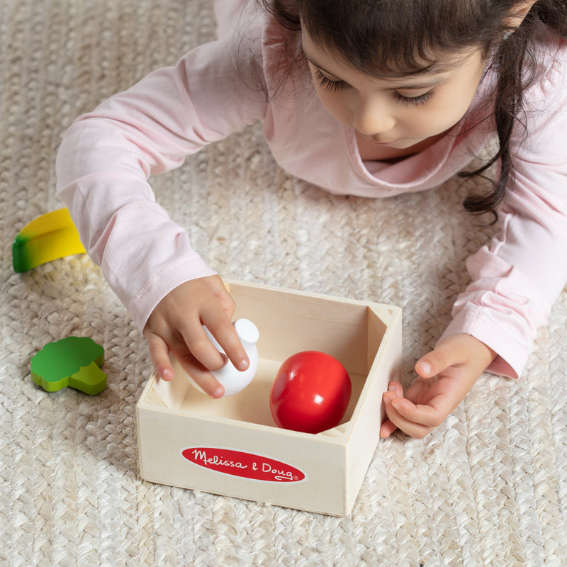 Melissa & Doug - Wooden Food Groups Play Set - Produce - in use during play