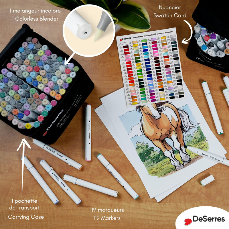 DeSerres - ALCOHOL DUAL - TIP MARKER SET – 120 PIECES Arts & Crafts