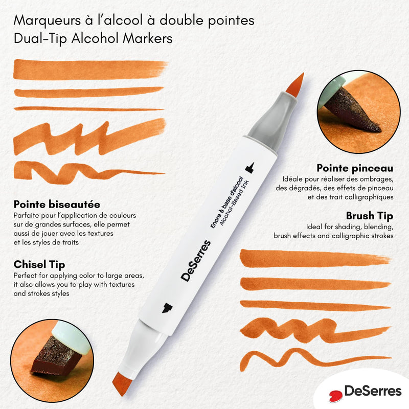 DeSerres - ALCOHOL DUAL - TIP MARKER SET – 120 PIECES Arts & Crafts