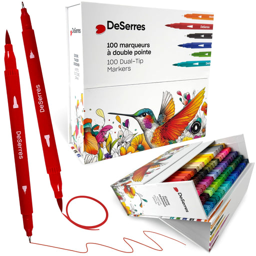 DeSerres - DOUBLE - TIP MARKERS - ASSORTED COLOURS - 100 PIECES Office Supplies